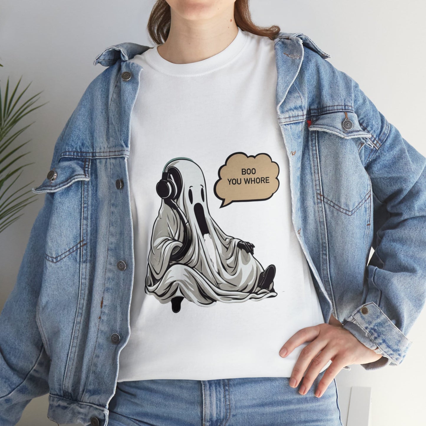 Boo You Wh*re Graphic Ghost Tee Perfect for Halloween and Christmas Gift