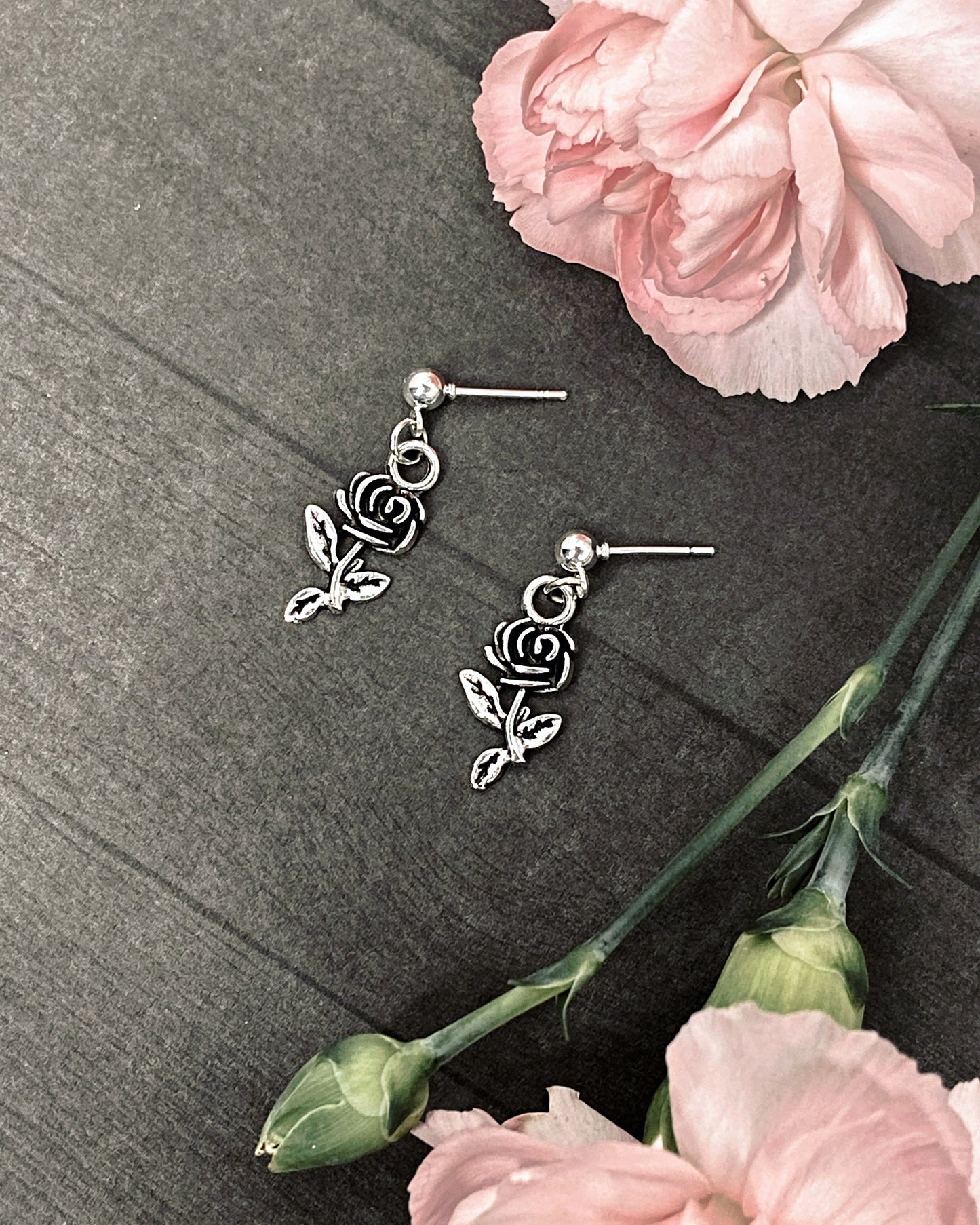 Pen + Potions Signature Rose Drop Earrings